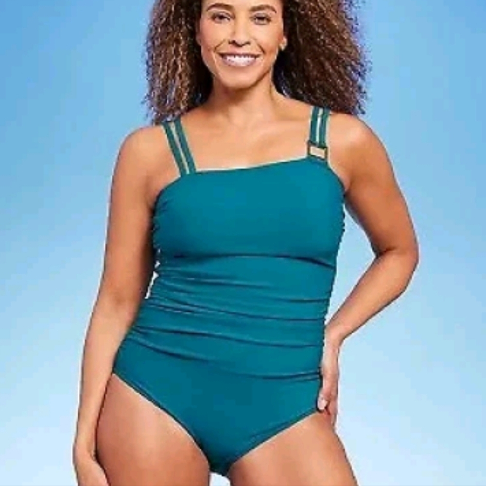 Teal Double-Strap One-Piece Swimsuit